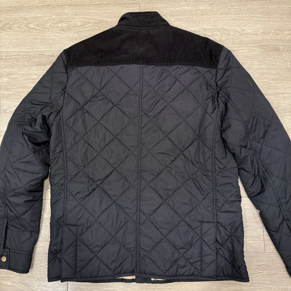 J Crew куртка черная мужская L выстеганная сарая Chore вельветовое пальто на молнии кнопка - Изображение 2 из 4