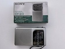 Sony ICF-S10 Portable AM/FM Pocket Radio Silver Vintage Boxed - Tested & Working