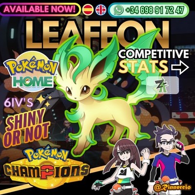 Leafeon 6IVs Shiny Competitive VGC for Pokemon Champions and Home
