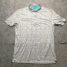 Johnnie-O Cocktail Chemistry Polo Shirt Mens Large White Print Golf Performance