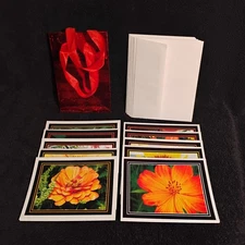Photo Notecards Handmade Orange Flowers Nature set of 10 Blank Inside Thank You