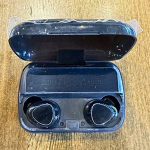 Black TWS Bluetooth True Wireless In-Ear Earbuds w/Charging Case, Mic, 8mm