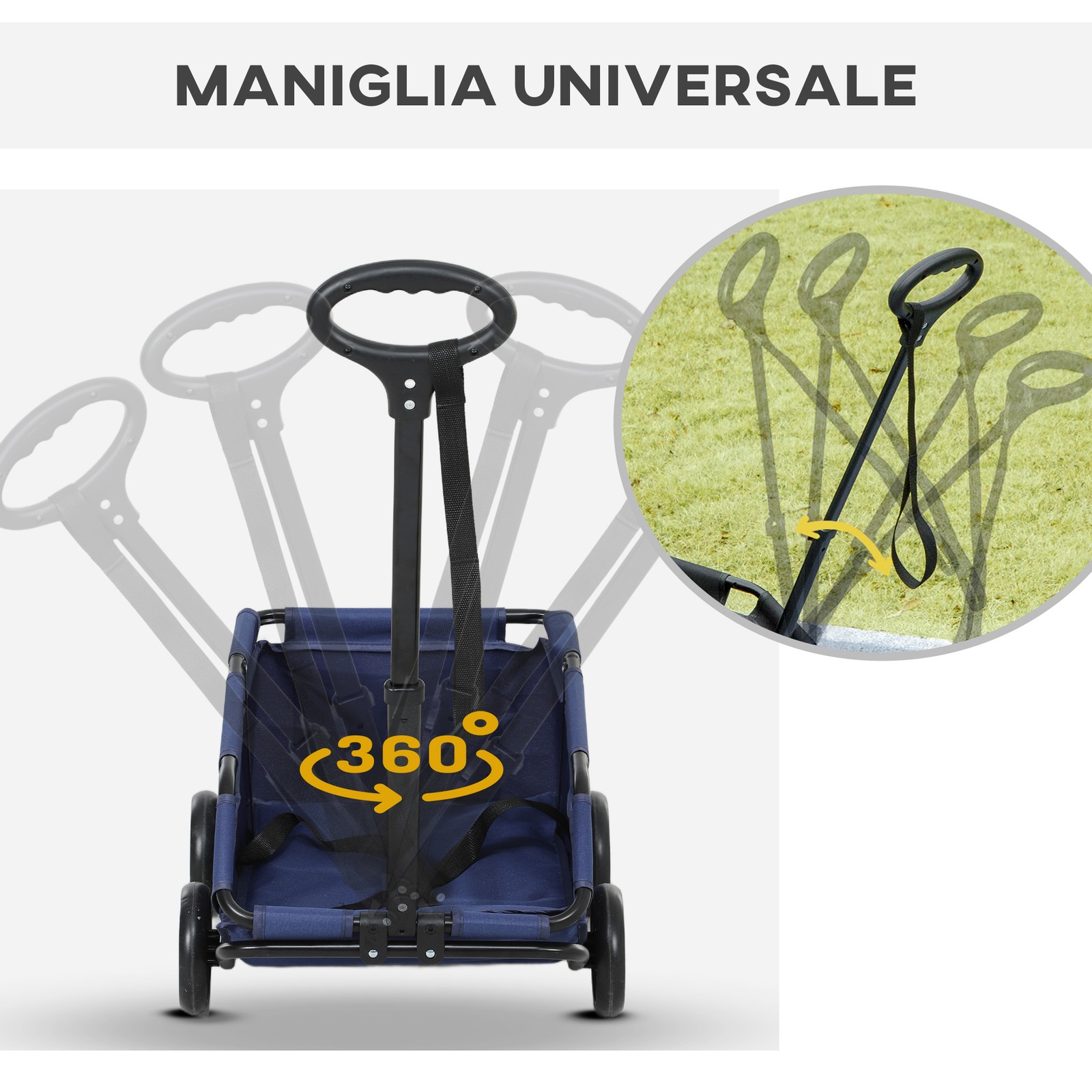 PawHut Passeggino Cani Pieghevole con Borsa Portaoggetti e Cuscino Blu Scuro foto 6