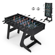 Folding Foosball Table, 48'' Full Competition Size Freestanding Soccer Black