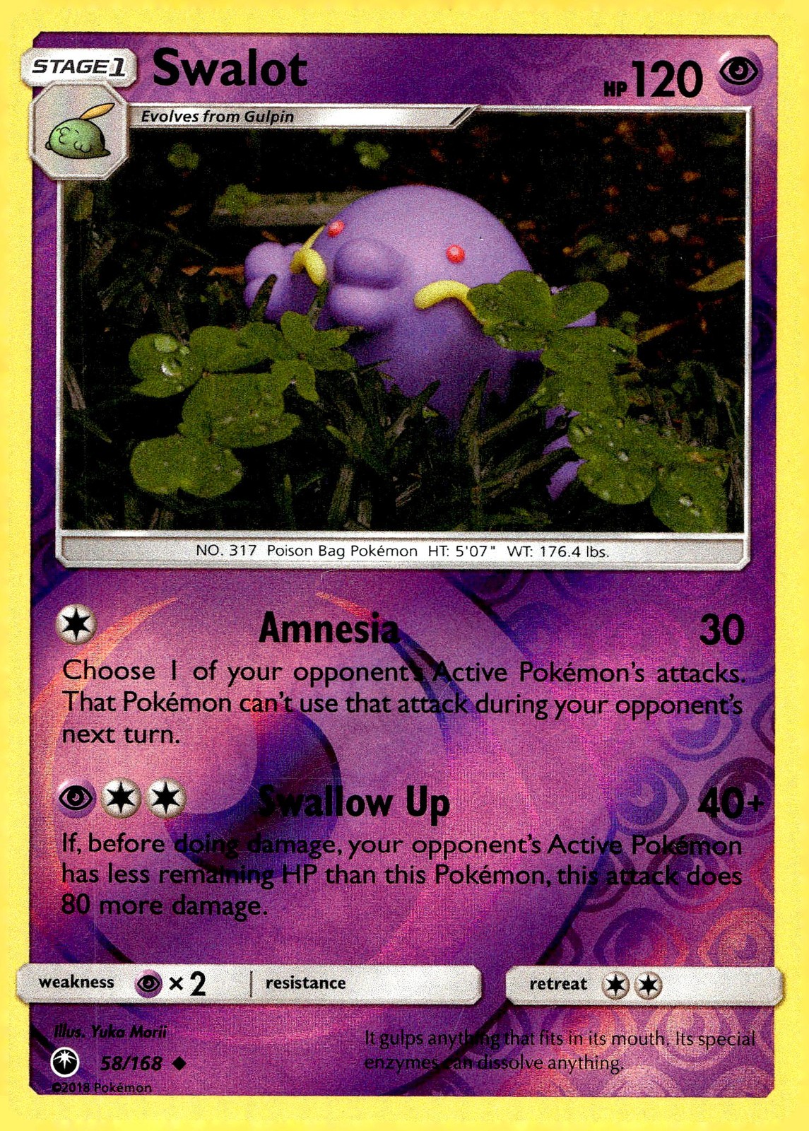 Swalot #58/168 SM (REVERSE HOLO) - Celestial Storm NM or Better - Pokemon Card