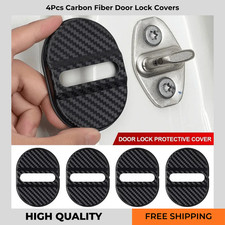 4Pcs Carbon Fibre Car Door Lock Protective Cover  Anti Rust Sleeve Accessories .