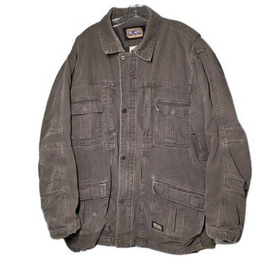Big Smith Jacket Men's XL Brown Fleece Lined Canvas Full Zip Chore Barn Coat