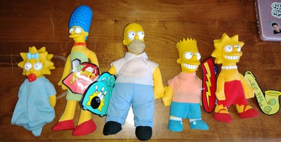 #ad Vintage 1990 The Simpsons Burger King Plush Dolls Complete Set of 5 Figures $28.00