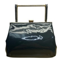 Vintage Black Handbag With Gold Metal Frame &...