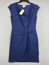 Michael Michael Kors Dress Womens Medium Blue Cowl Neck Twist Sheath Jersey NWT