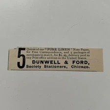 Dunwell & Ford Society Stationers Chicago IL 1894 Clipping SAI7-S25