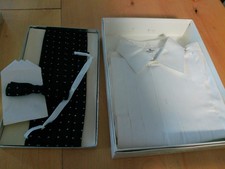 VTG VICTORIAN BIB FRONT SHIRT Lion of Troy 14 1/2 x 34 Saunders Cummerbund set