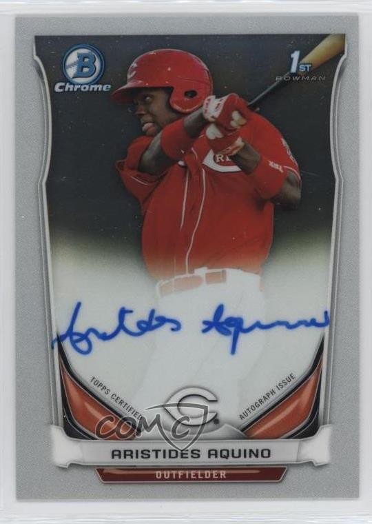 2014 Bowman Chrome Prospect Auto Aristides Aquino #BCAP-AA Auto 4m4