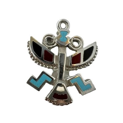 Ethno Thunderbird Anhänger   mit bunter Emaille, Schutzsymbol Vogel