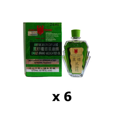 Eagle Brand Medicated Oil 24ml x6   Muscle, Headache & Cold Relief