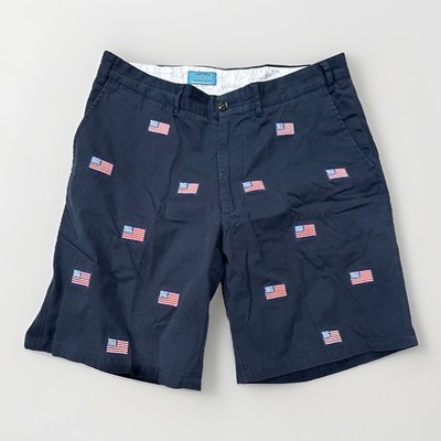 Castaway Nantucket Shorts Men 34 Navy  American Flag Embroidered Chino July 4th