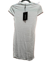 Pretty Little Thing White High Neck, Ribbed, Bodycon Dress, Size 10, NEW, SF