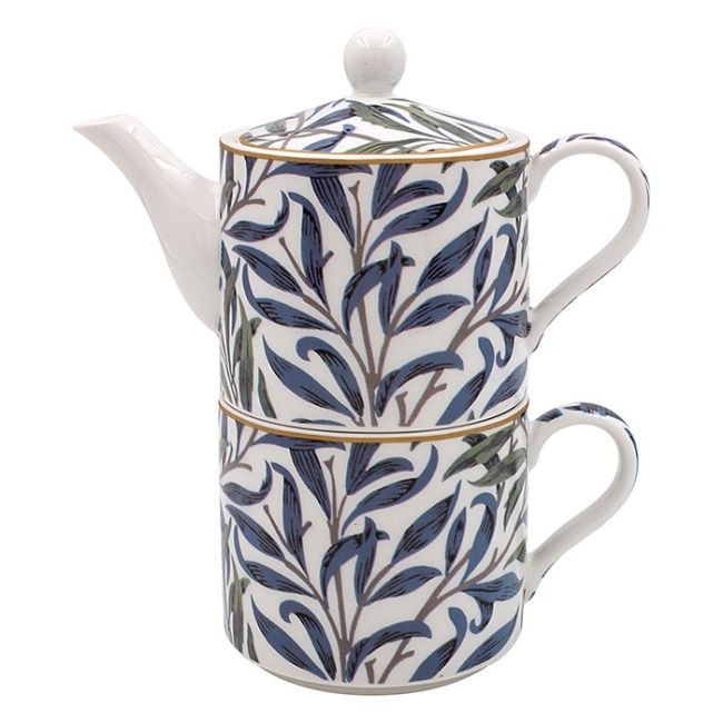 William Morris Tea For One Willow Bough range, tea pot and cup for single serve