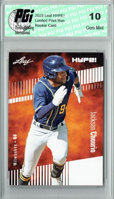 Jackson Chourio 2023 Leaf HYPE! #123a Only 5000 Made! Brewers Rookie Card PGI 10