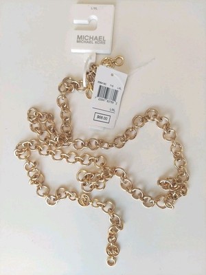Michael Kors Womens MK Logo Chain Waist Belt /Necklace Gold  display picture 2