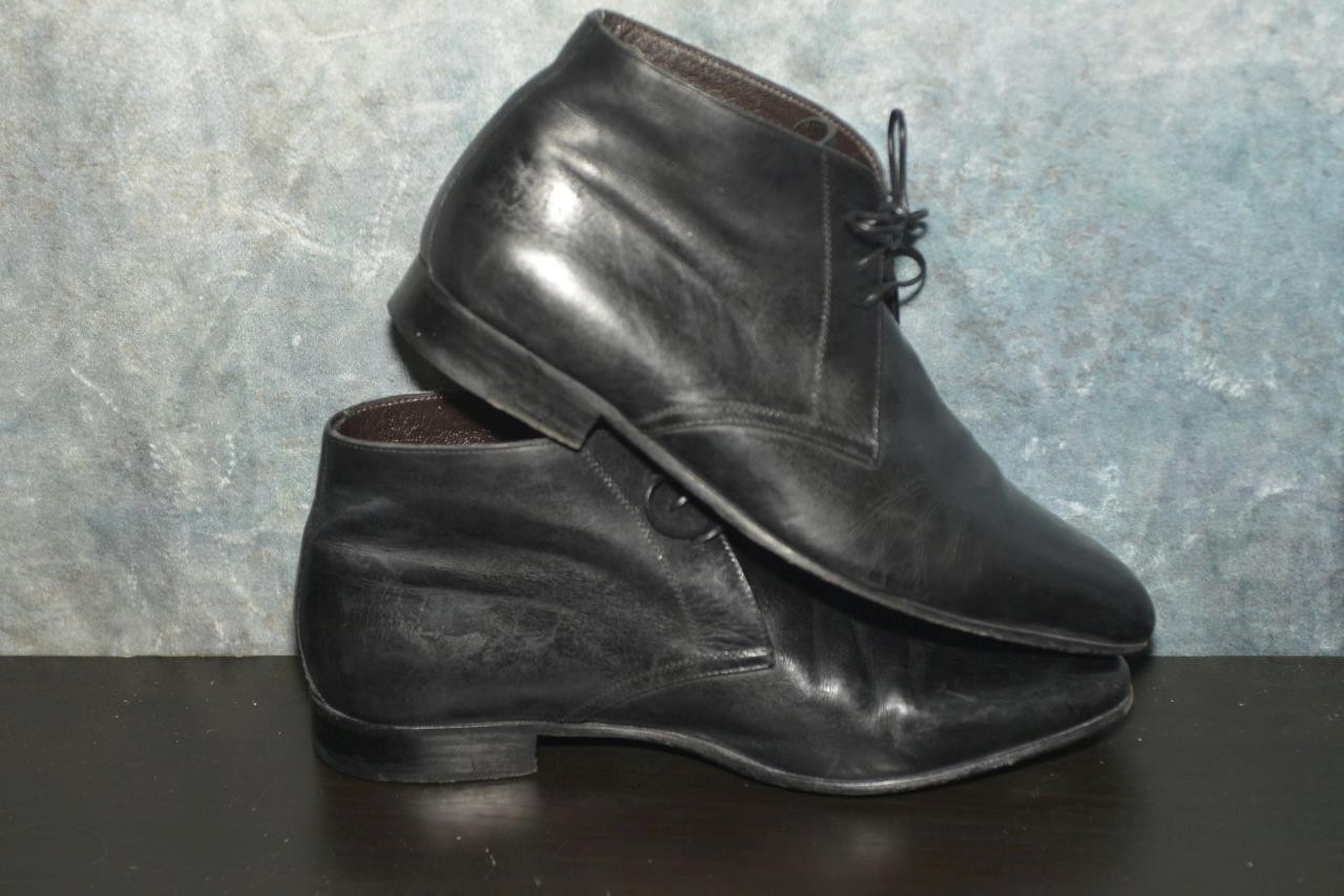 A. Testoni Basic Men's Black Leather Ankle Boots … - image 3