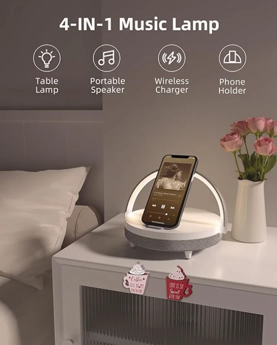 EZVALO LYYD02 беспроводное зарядное устройство музыкальная лампа 4 в 1 прикроватная сенсорная лампа светодиодный свет - Изображение 4 из 4