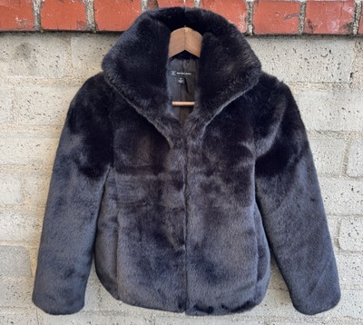 INC International Concepts Women's Faux Fur Coat Jacket Bolero Petite Black 