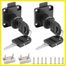 2 Pack Drawer Lock with Keys, Black Cylinder Cam Lock Office Mailbox Lock, ...