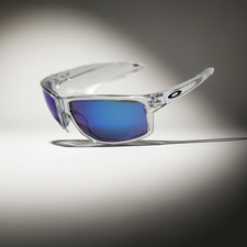 Oakley Gibston XL sunglasses Clear frame Prizm Sapphire Polarized lens