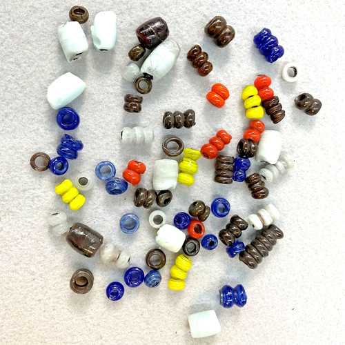 Recycled Glass Beads African Sea Glass Disk Handmade Vintage 60s-70s