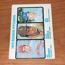 1973 Topps Baseball Rookie Pitchers Behney / Garcia / Rau #602 VG