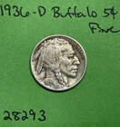 1936-D Buffalo 🦬 Indian Head Nickel 5c Fine