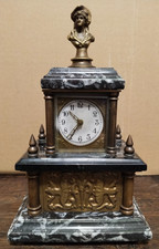 Antico orologio con carillon da tavolo in ottone e marmo fuzionante