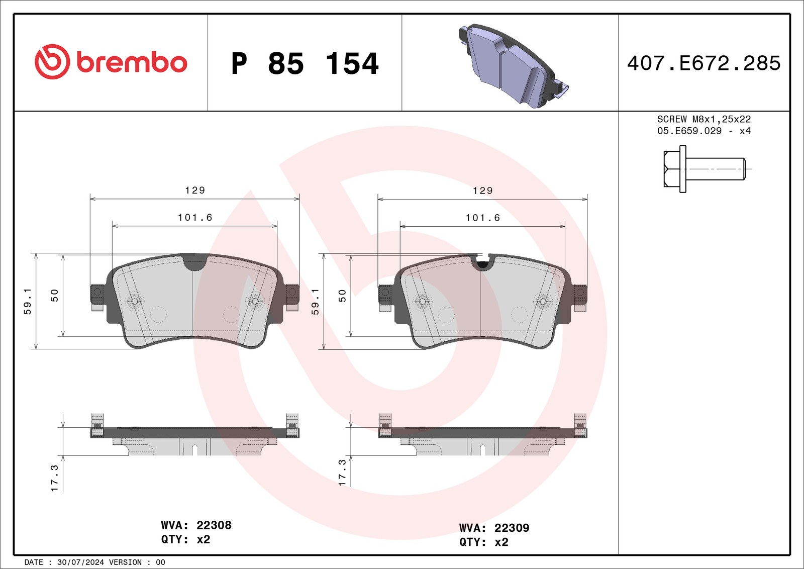 BREMBO P 85 154 Bremsbeläge Hinten für A4 A5 A6 A8 Q5 Q7 Touareg A7 - Bild 6