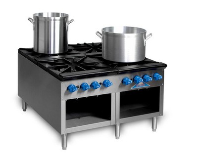 Comstock Castle 2CSP36 36'' Gas Stock Pot Range w/ 4 Burners & Open Cabinet Base