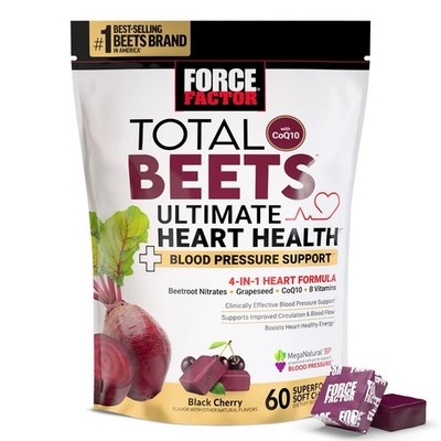 Force Factor Total Beets Heart Health + CoQ10 Soft Chews Black Cherry 60ct