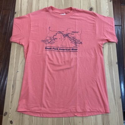 Vintage 80-90s Sacramento South Fork River Coloma Map T Shirt XL
