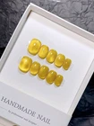 10 Pieces Of Pure Hand-Painted Cat Eye False Nails, Short Nail Type, Hand