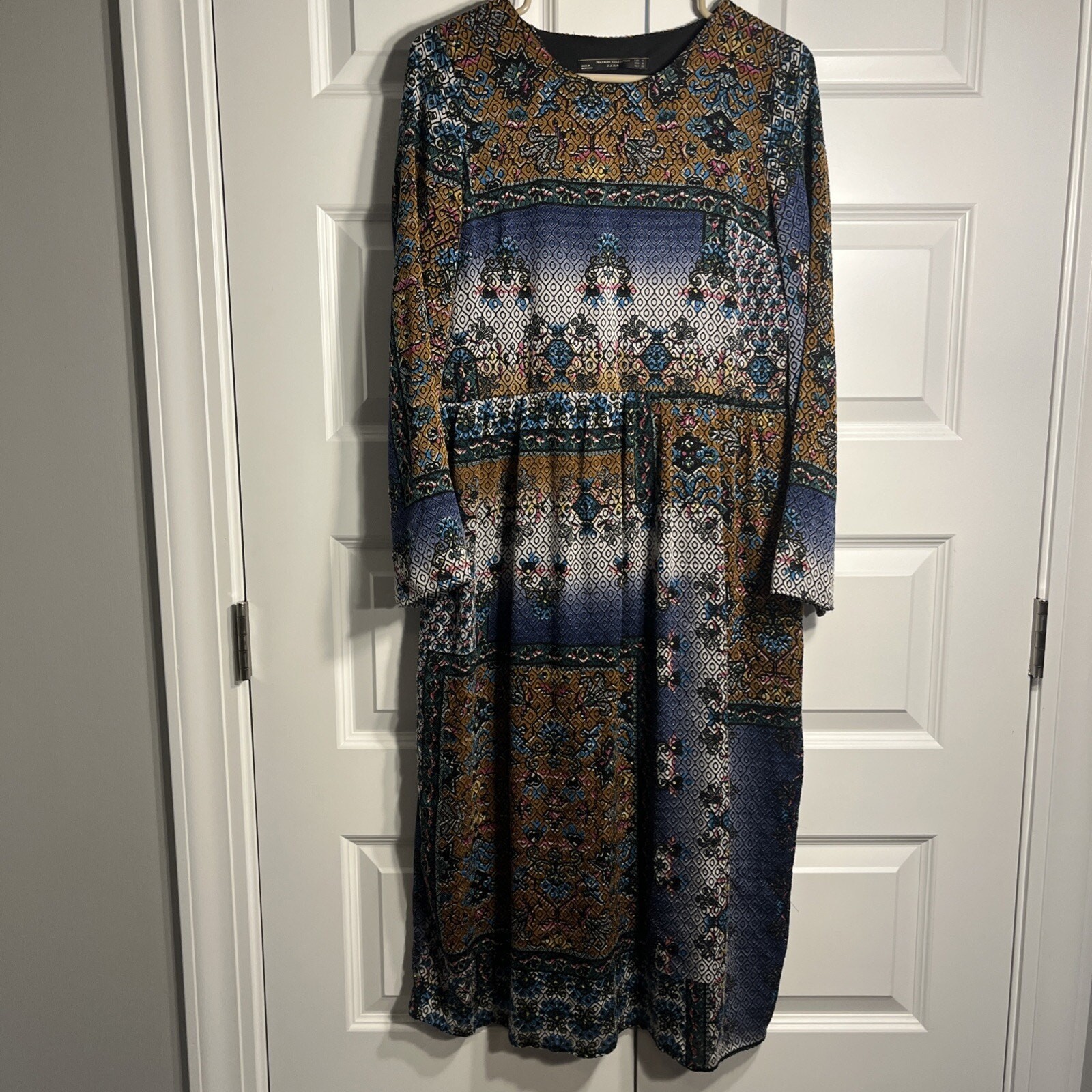 Zara Trafaluc Collection Patchwork Print Midi Dress Size Medium