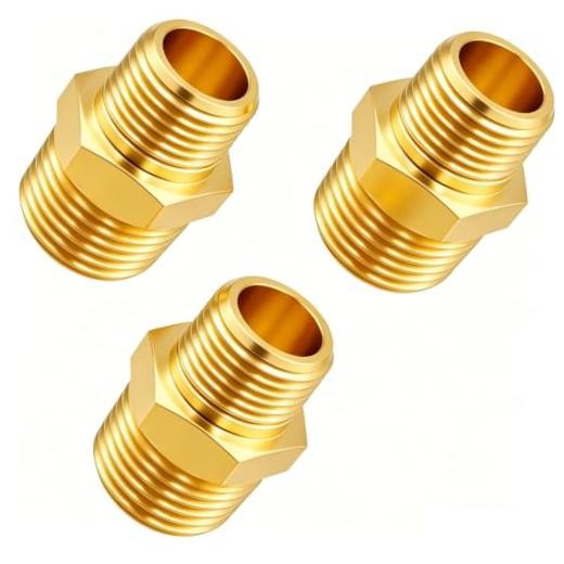 3pcs 1/2 NPT Male x 3/8 NPT Male Solid Brass Nipple Pipe 1/2 NPT x 3/8 NPT