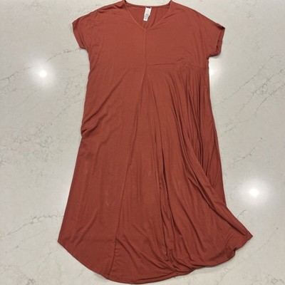 Wynne Layers Dress Small Midi Short Sleeve Pockets Sienna Minimalist Lagenlook