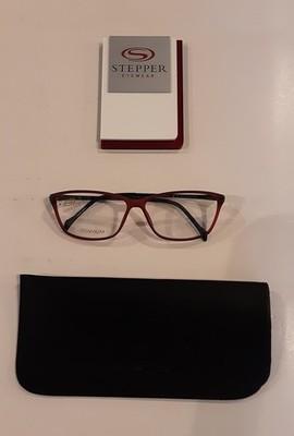 Stepper Eyeglass Frames SI-30189 F330 53-12-130 Burgundy/Black W/Case Titanium