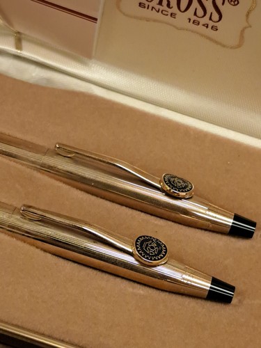 Vintage CROSS 10k Gold Filled Pen Pencil SET & Box Both Work USA Advertising - Picture 5 of 10