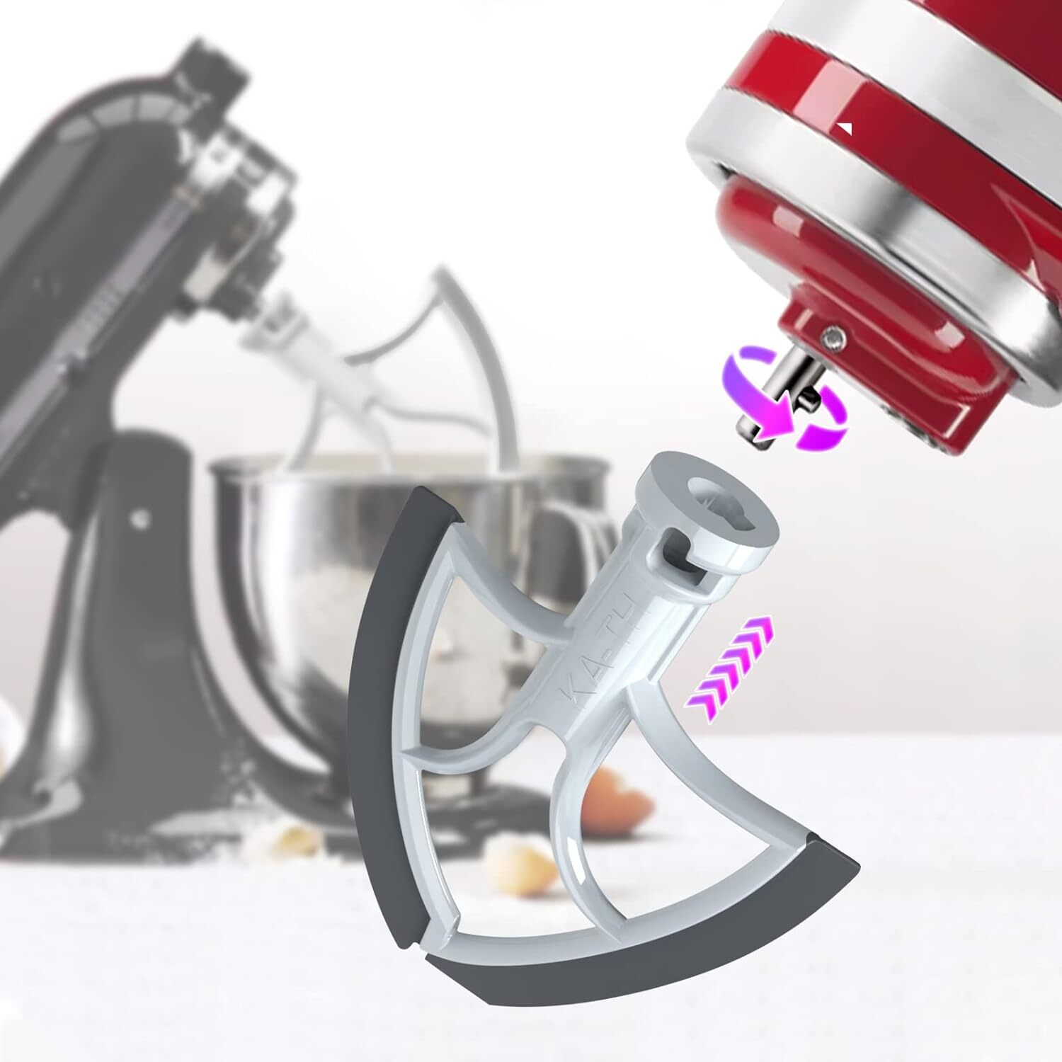 Flex-Kantenschlägel Für KitchenAid Kippkopf-Mixer – Mit Silikonkante & Schabefunktion, Für 4,5/5 QT