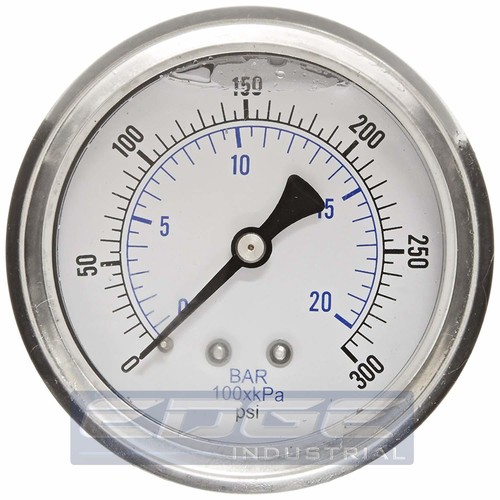 10 PACK LIQUID FILLED PRESSURE GAUGE 0-300 PSI, 2.5" FACE, 1/4" BACK MOUNT WOG - Picture 2 of 4