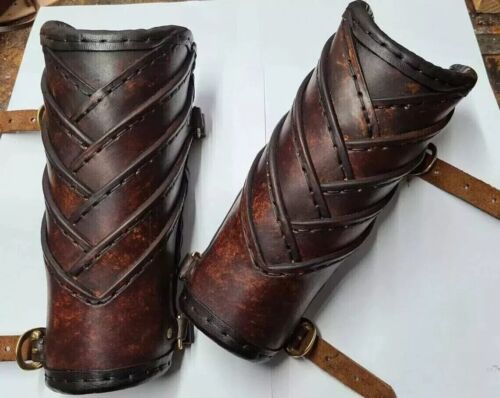 Halloween Viking Leather Woven Vambraces Larp Cosplay Armor Armguard Costume - Picture 4 of 8