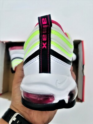 Nike Air Max 97 White Black Volt Rush Pink CI9871-100 Men display picture 2