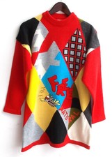 Damen Trachten Pullover Strick rot bunt gemustert Gr. M