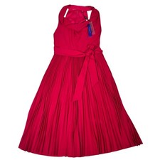 Elie Tahari Collection Womens Pink Fit & Flare Pleated Cowl Neck Dress Size 6