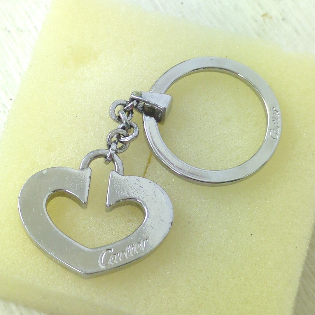 Cartier ハート キーリング Cartier Heart Key Ring Key Chain Silver Color Women's Used